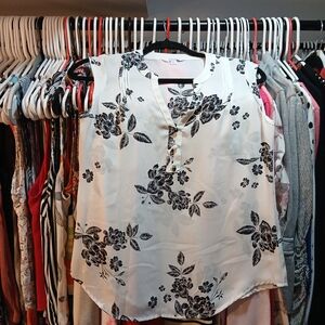 Candie's Black Floral Blouse - White